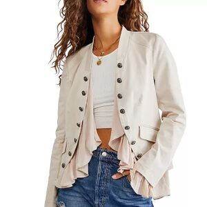 Ruffled Button-Front Draped Romance Jacket